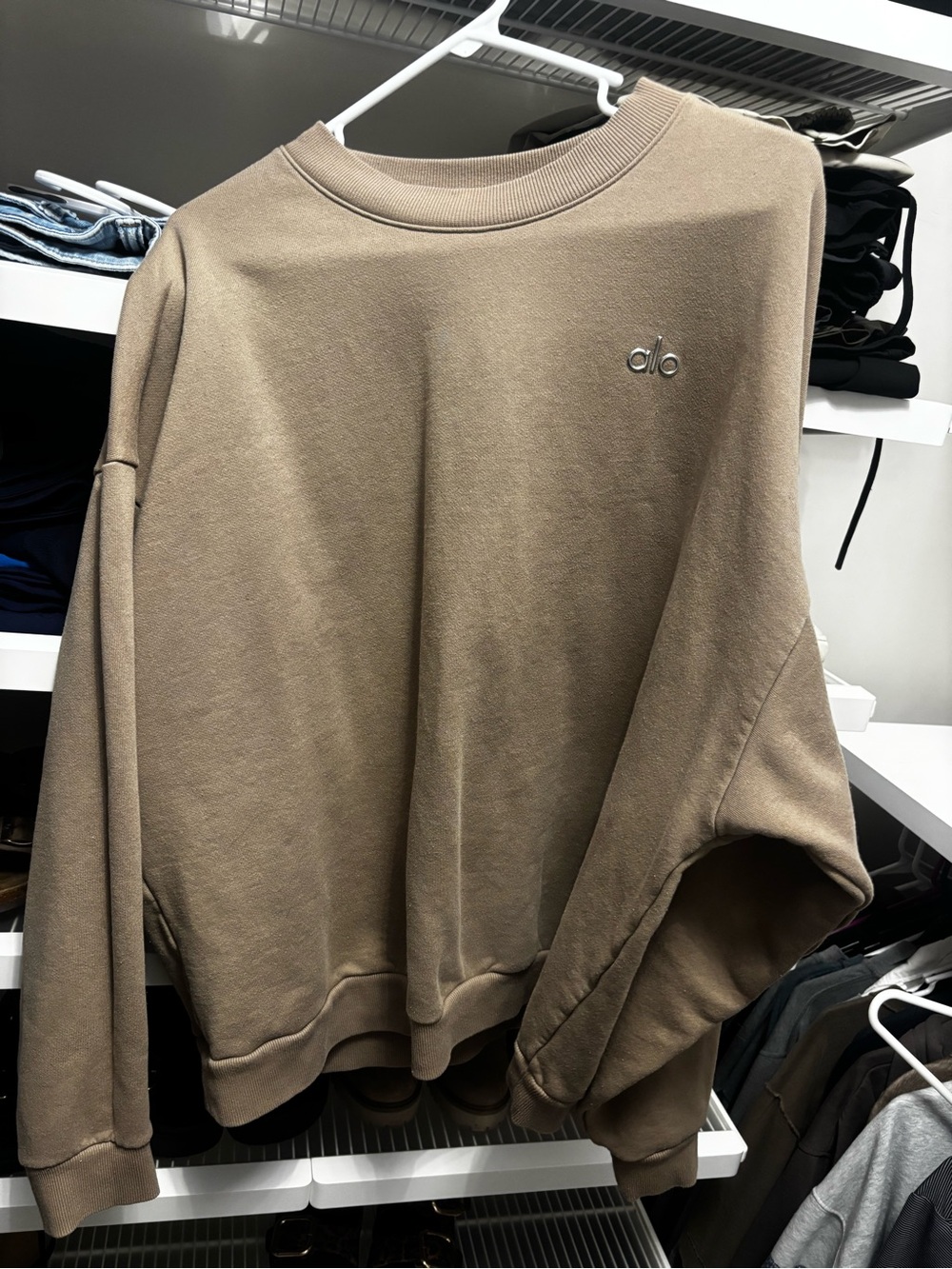 Alo Crewneck Sweatshirt in Taupe